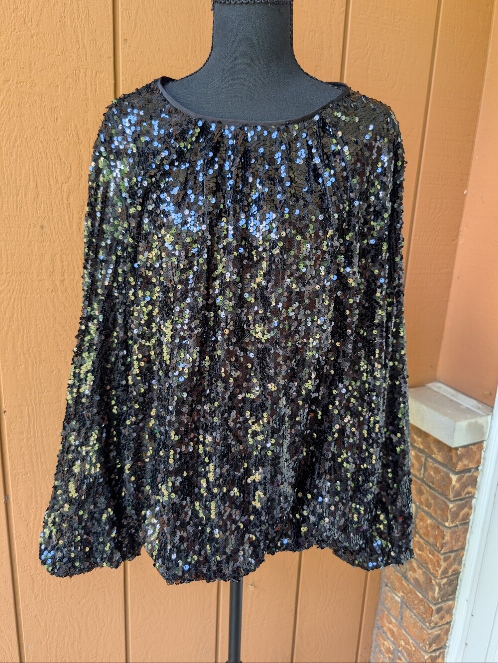 Simply Vera Vera Wang Black Sequin Top Long Sleeve Women's XXL